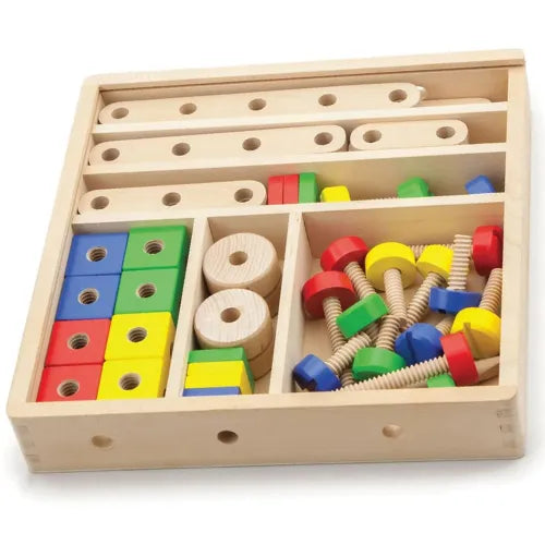 Nuts & Bolts Wooden Construction Set (53-Piece) | Kids STEM Building Toy