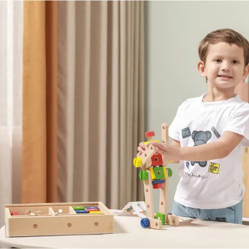 Nuts & Bolts Wooden Construction Set (53-Piece) | Kids STEM Building Toy
