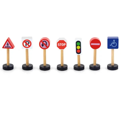 Traffic Sign Set (7 Pcs) | Kids Road Safety Educational Toy & Train Set Accessory