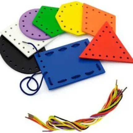 Wooden Lace & Trace Shapes | Kids Lacing Educational Fine Motor Toy Set