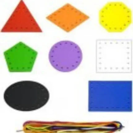 Wooden Lace & Trace Shapes | Kids Lacing Educational Fine Motor Toy Set