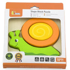 Shape Block Puzzle Snail | Wooden 4 Piece Toddler Learning Puzzle 18+ Months