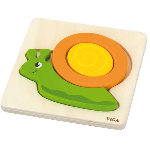 Shape Block Puzzle Snail | Wooden 4 Piece Toddler Learning Puzzle 18+ Months