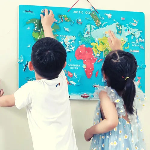 Magnetic World Puzzle + Dry Erase Board | Kids World Map Learning Toy VIGA
