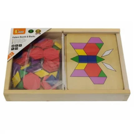 Wooden Pattern Board & Block | Kids Montessori Shape & Color Learning Toy