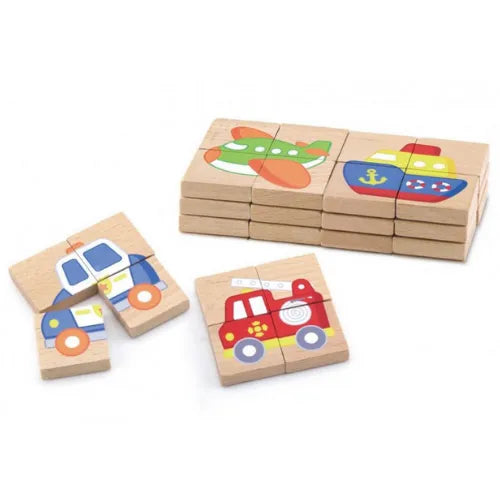 Magnetic Puzzle Block 32pcs Transportation | Kids Wooden Montessori Learning Toy Set
