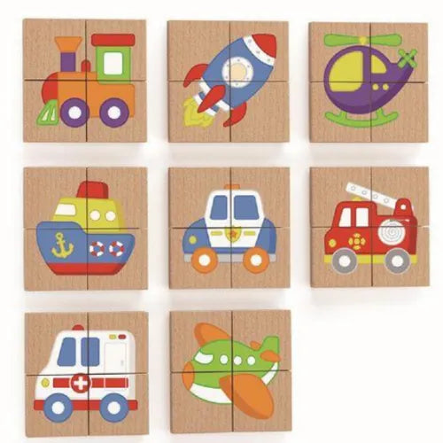 Magnetic Puzzle Block 32pcs Transportation | Kids Wooden Montessori Learning Toy Set