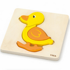 Wooden Shape Block Puzzle Duck | Kids 5-Piece Learning Puzzle Toy 18M+