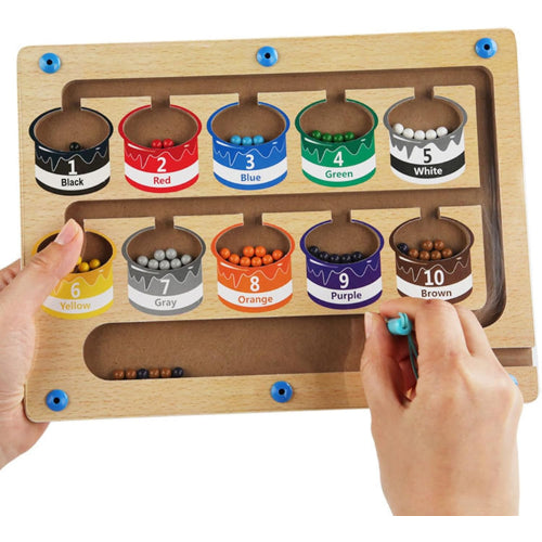 Magnetic Color and Number Maze | Montessori Wooden Learning Toy for Kids