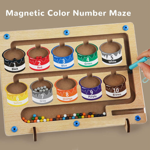 Magnetic Color and Number Maze | Montessori Wooden Learning Toy for Kids