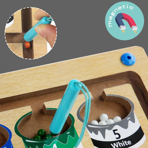 Magnetic Color and Number Maze | Montessori Wooden Learning Toy for Kids