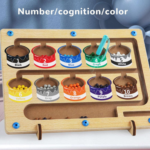 Magnetic Color and Number Maze | Montessori Wooden Learning Toy for Kids