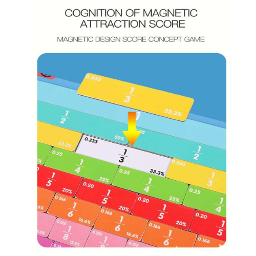 Fraction Toy Math Learning Tools with Magnet | Wooden Montessori Educational Toy