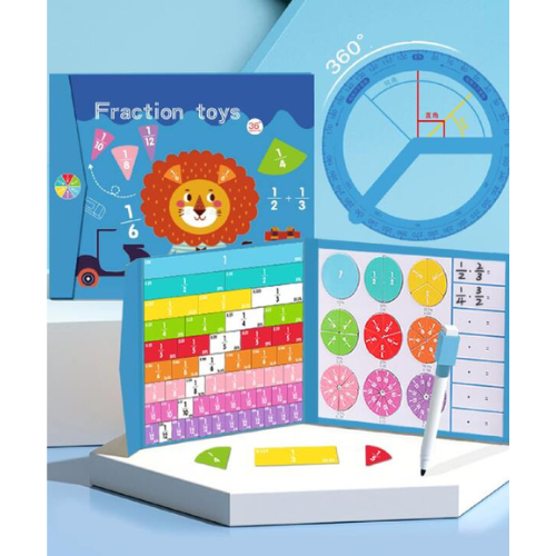 Fraction Toy Math Learning Tools with Magnet | Wooden Montessori Educational Toy