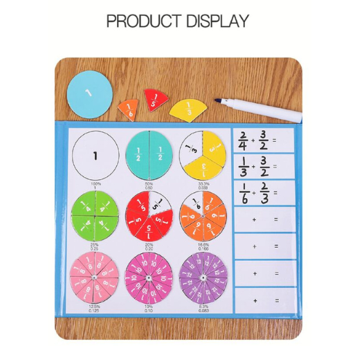 Fraction Toy Math Learning Tools with Magnet | Wooden Montessori Educational Toy