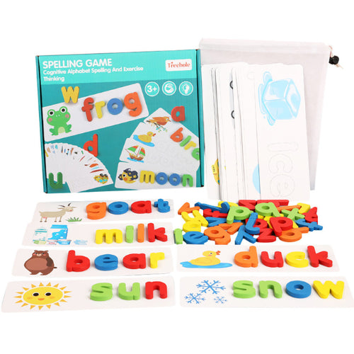 Spelling Game Educational Toy | Wooden Alphabet Word Building Learning Set for Kids