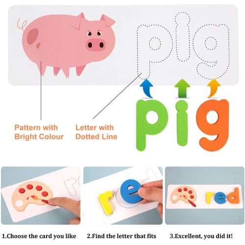 Spelling Game Educational Toy | Wooden Alphabet Word Building Learning Set for Kids