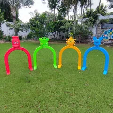 Kids Play Tunnel Hurdles