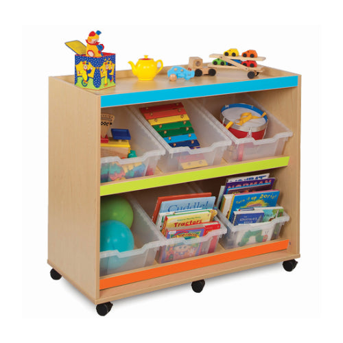 Bubblegum Angled Tray Unit with 6 Deep Trays | Classroom Storage Organizer Unit