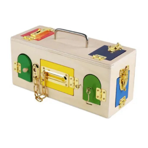Wooden Lock Activity Box | Montessori Fine Motor Skills Latch Learning Toy (Ages 2+)