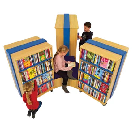 Mobile Straight Bookcase | School Library Rolling Book Storage Unit for Kids
