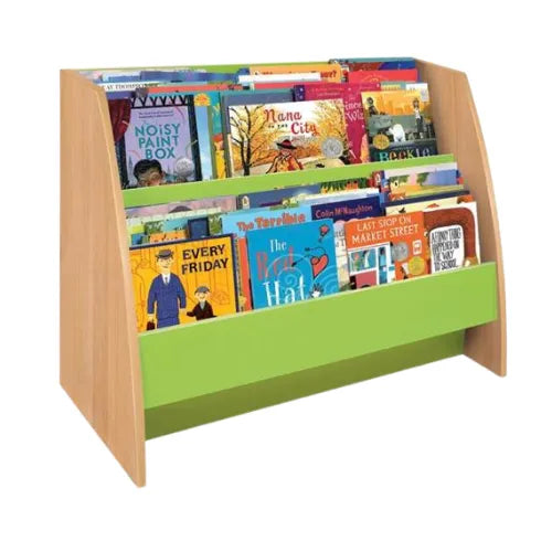 2 Sided Book Shelf | Kids Jumbo Wooden Library Picture Book Storage Rack
