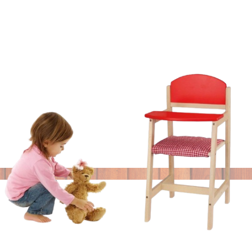 Wooden Doll High Chair | Pretend Play Feeding Chair Toy for Kids 18+ Months
