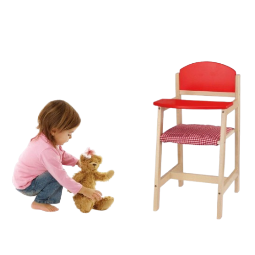 Wooden Doll High Chair | Pretend Play Feeding Chair Toy for Kids 18+ Months