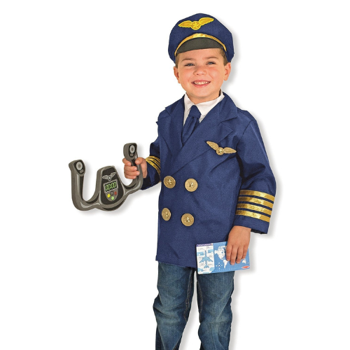 Pilot Costume for Kids | Airline Captain Role Play Dress-Up Set