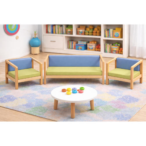 Kids Lounge Sofa Set 3 Pcs | Montessori Wooden Seating Set for Kids