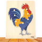 Montessori Wooden Rooster Puzzle | Sensory Animal Learning Toy for Kids 18+ Months
