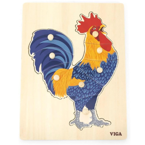 Montessori Wooden Rooster Puzzle | Sensory Animal Learning Toy for Kids 18+ Months