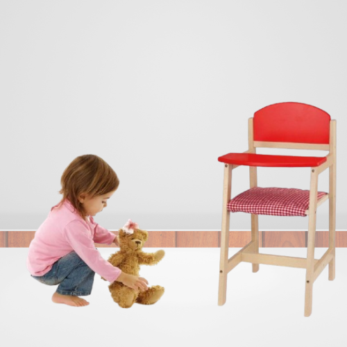 Wooden Doll High Chair | Pretend Play Feeding Chair Toy for Kids 18+ Months