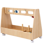 Wooden Double-Sided Dressing Trolley for Kids – Clothes Organizer Rack