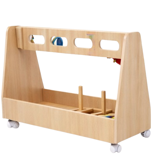 Wooden Double-Sided Dressing Trolley for Kids | Clothes Organizer Rack