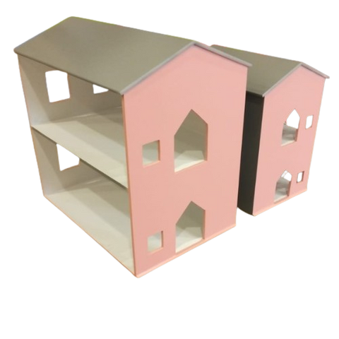 Pink Dream Wooden Dollhouse – Two Story Wooden Play House for Girls
