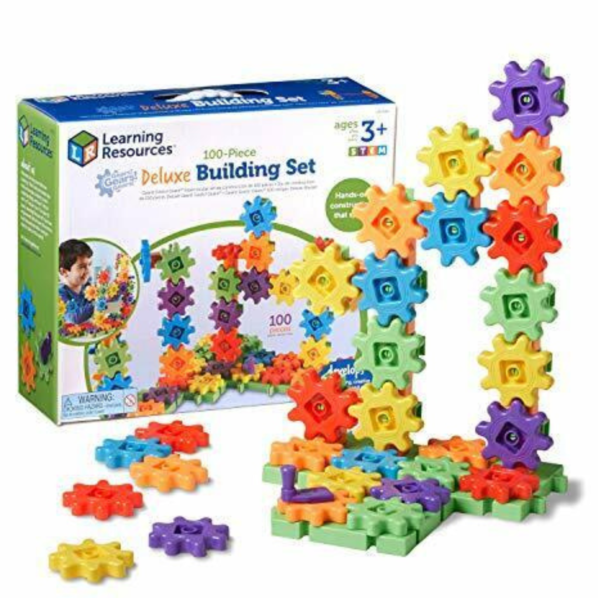 Deluxe Building Set Gears 100+ Pcs | STEM Engineering Construction Toy for Kids
