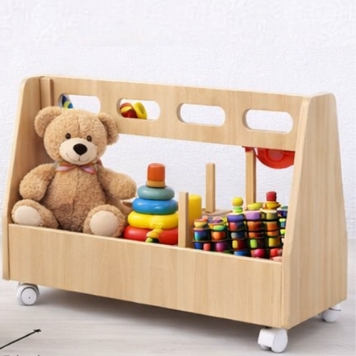 Wooden Double-Sided Dressing Trolley for Kids | Clothes Organizer Rack