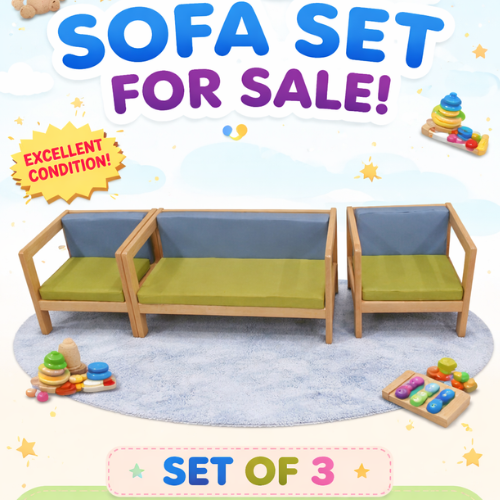 Kids Lounge Sofa Set 3 Pcs | Montessori Wooden Seating Set for Kids