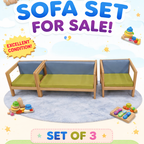Kids Lounge Sofa Set 3 Pcs | Montessori Wooden Seating Set for Kids