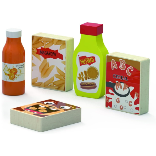 Wooden Beverage & Food Set Kids | Pretend Play Kitchen Role Play Toy