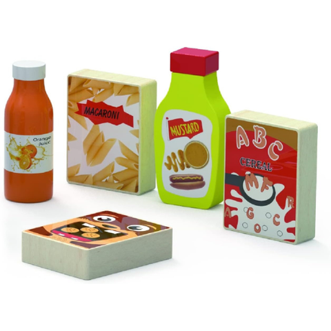 Wooden Beverage & Food Set Kids | Pretend Play Kitchen Role Play Toy