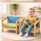Kids Lounge Sofa Set 3 Pcs | Montessori Wooden Seating Set for Kids