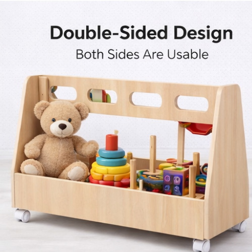Wooden Double-Sided Dressing Trolley for Kids | Clothes Organizer Rack