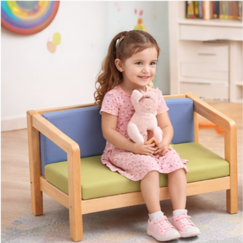 Kids Lounge Sofa Set 3 Pcs | Montessori Wooden Seating Set for Kids