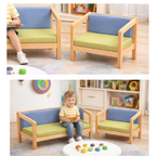 Kids Lounge Sofa Set 3 Pcs | Montessori Wooden Seating Set for Kids