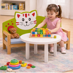 Kids Animal Shape Wooden Bench | Cute Cushioned Bench for Toddlers