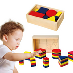 Wooden Logic Blocks 48 Pcs | Montessori Shape & Color Sorting Educational Toy