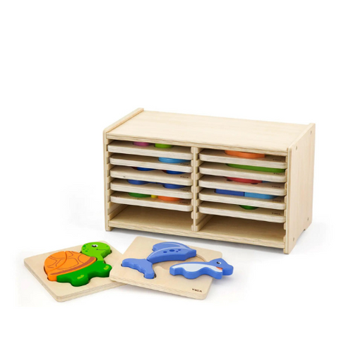 Block Puzzle -12 pcs Set w/Storage Shelf