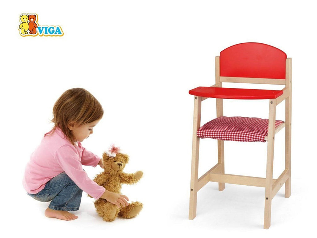 Wooden Doll High Chair | Pretend Play Feeding Chair Toy for Kids 18+ Months